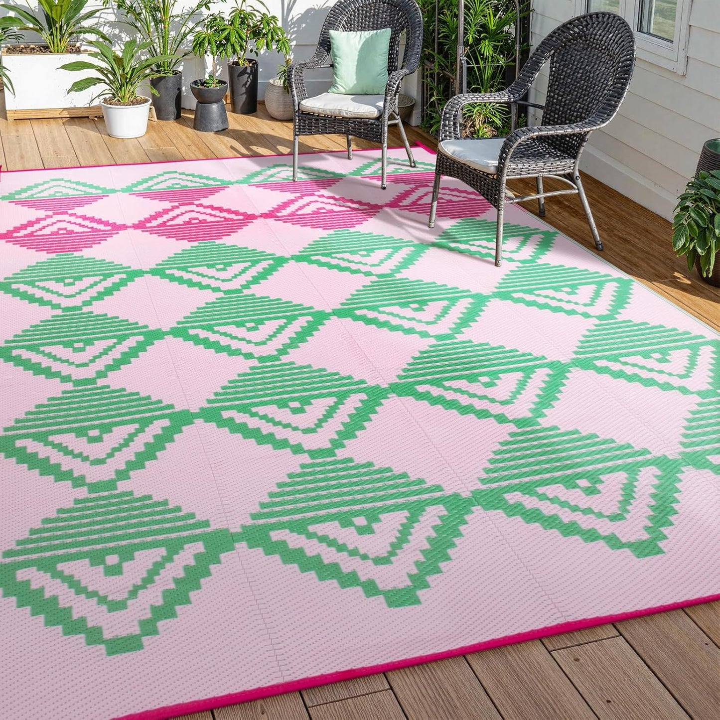 Lahome Waterproof Outdoor Rug 8x10 for Patios and Decks