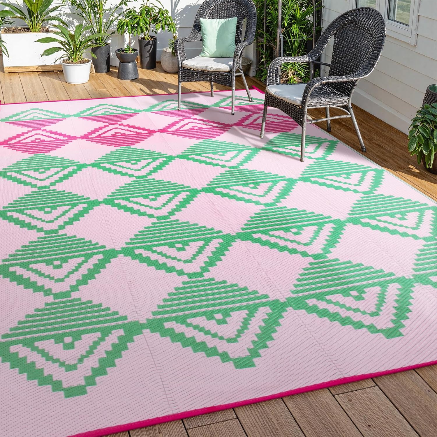 Lahome Waterproof Outdoor Rug 8x10 for Patios and Decks