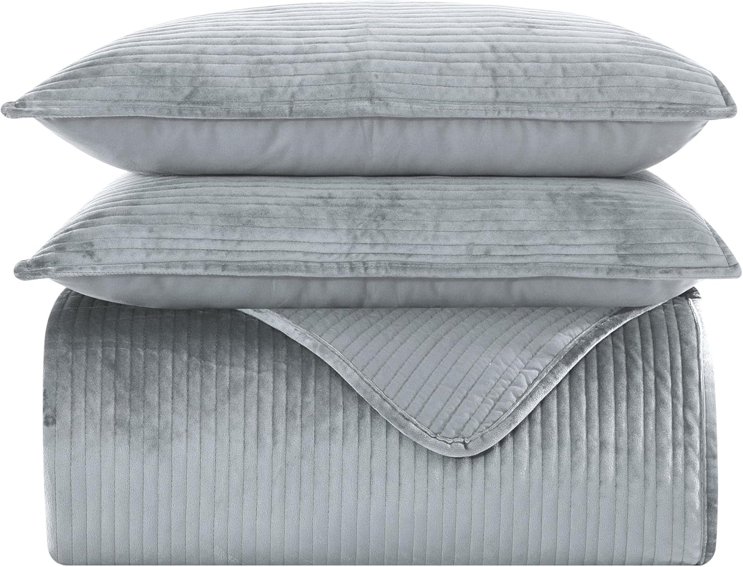 Elegant Comfort Luxury 3-Piece Velvet Corduroy Quilt Set