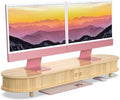 Bamboo Dual Monitor Stand with Storage for Ergonomic Setup