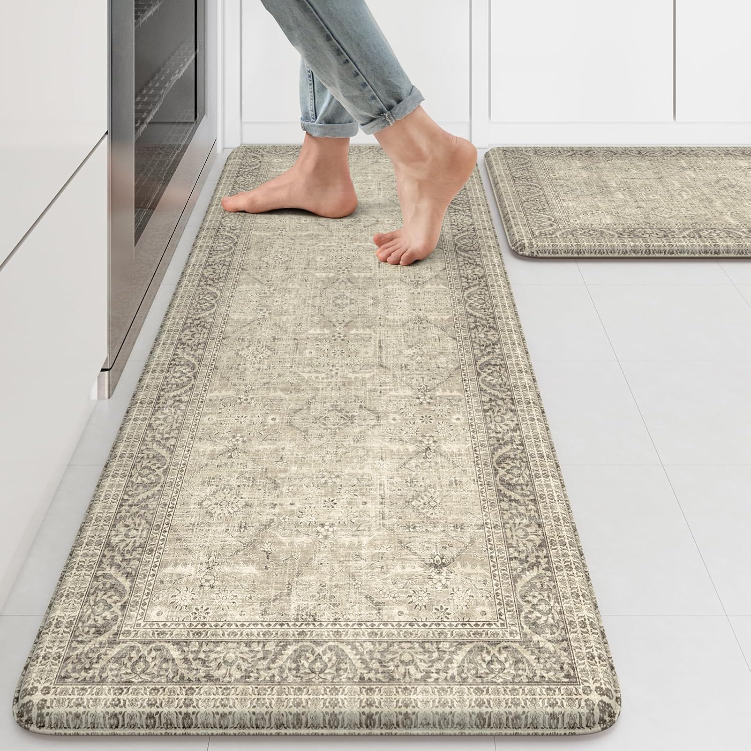 KIMODE Farmhouse Anti Fatigue Kitchen Mat Set for Comfort