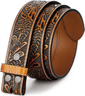Western Leather Belt Strap for Men Women - Snap On Interchangeable