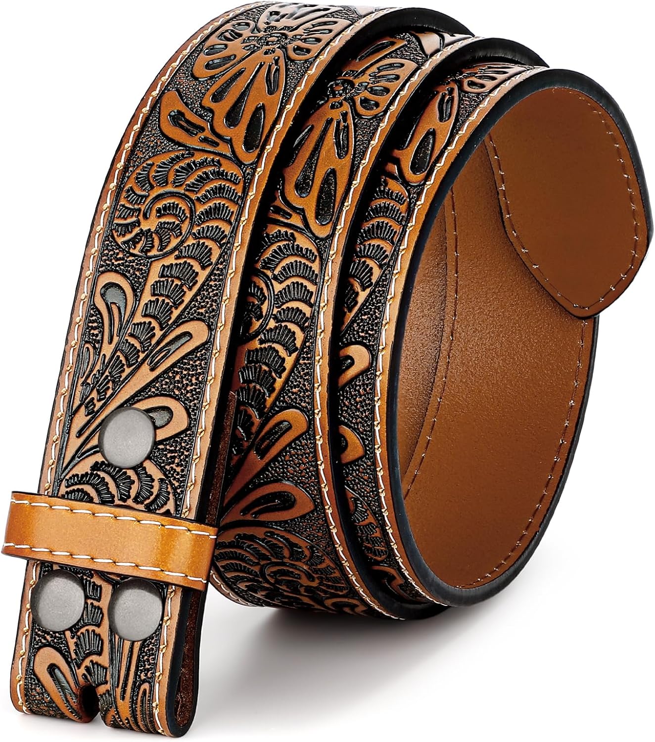 Western Leather Belt Strap for Men Women Cowboy Cowgirl Style