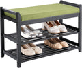 Shoe Rack Bench with Storage 27.6 in - Cushioned Entryway Seat