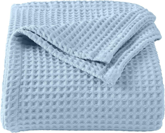 100% Cotton Waffle Weave Queen Bed Blanket for All Seasons