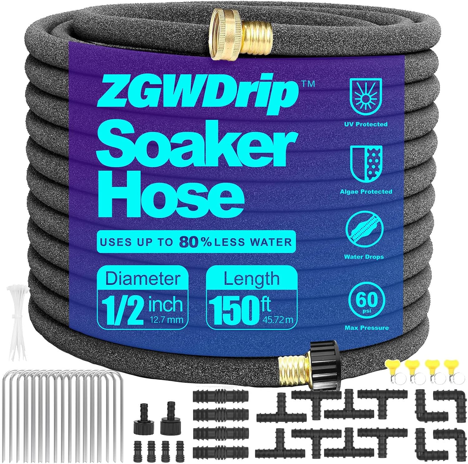 ZGWDrip Soaker Hose 150 FT for Efficient Watering Action