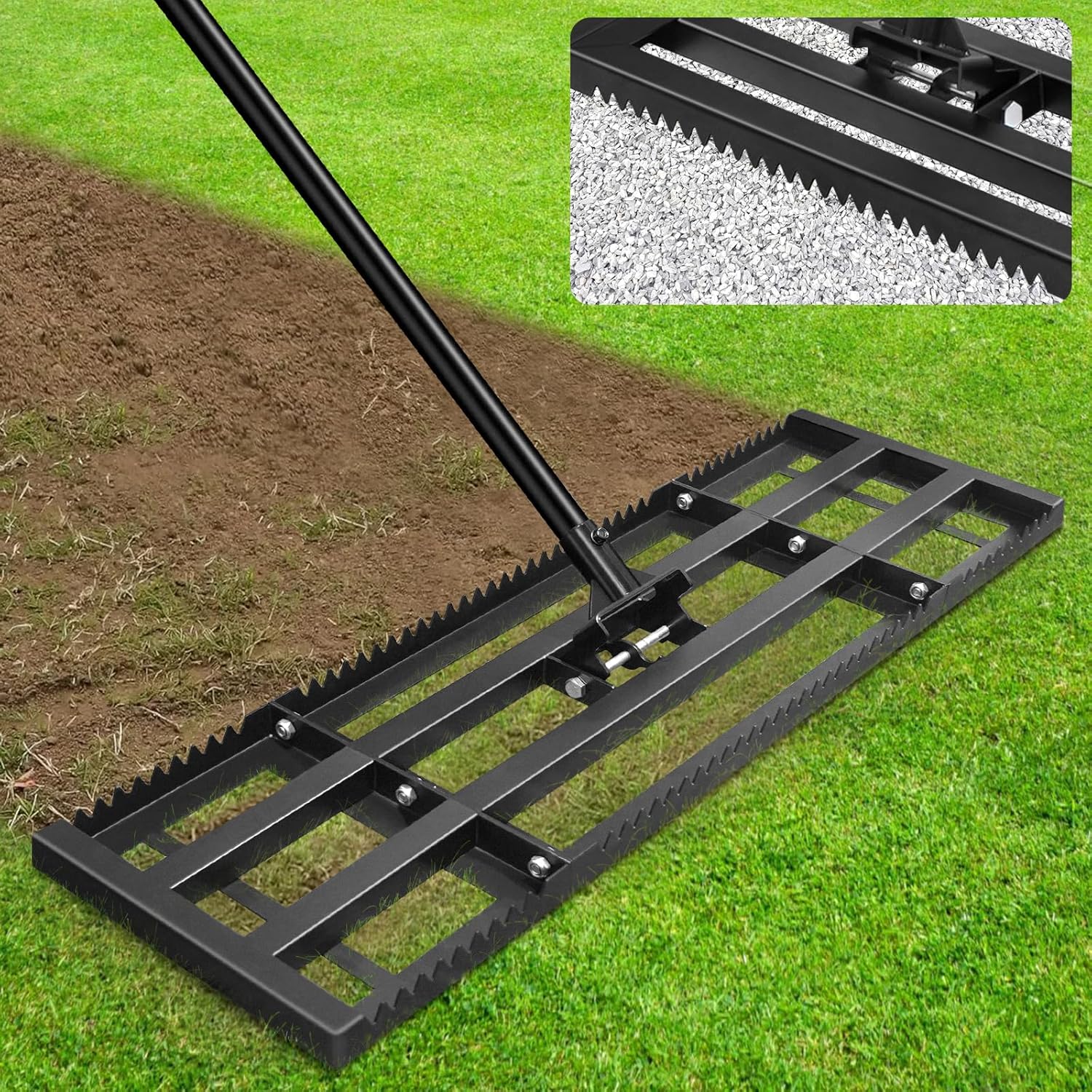 Lawn Leveling Rake - Heavy Duty Tool for Smooth Soil & Grass