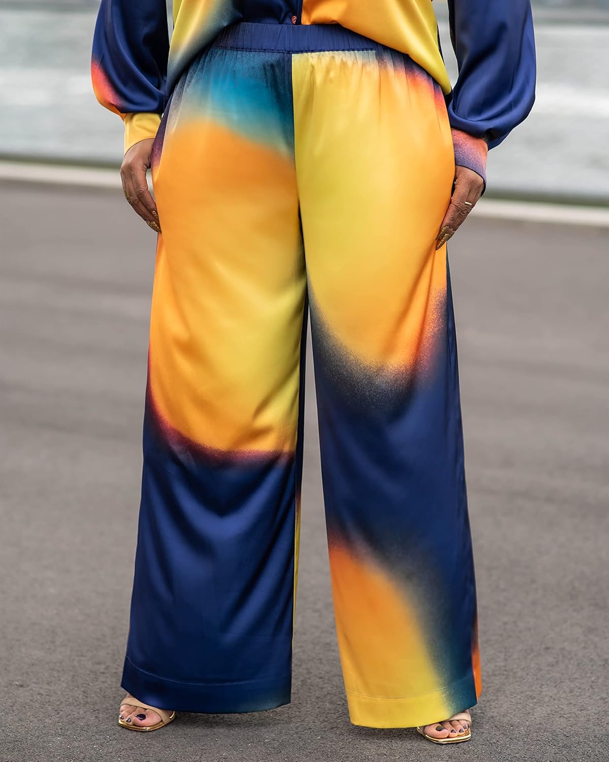 The Drop Women's Multi Ombre Print Wide Leg Pants Review