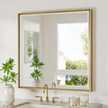 Gold Bathroom Mirror 36x36 Inch Square Beveled Design for Elegance