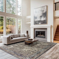 8x10 ft Area Rug Brown Boho Indoor Rug - Low Pile, Machine Washable