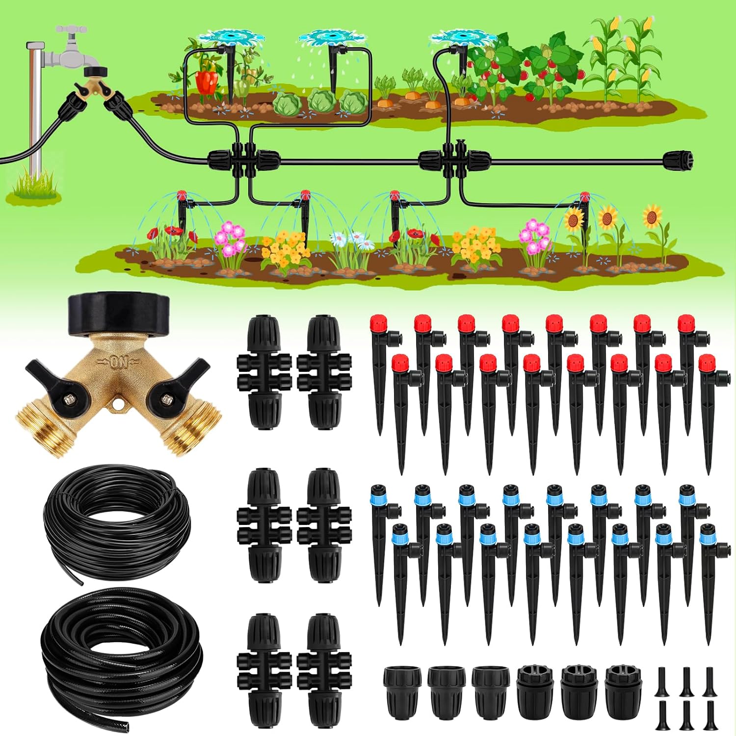 250FT Drip Irrigation System for Garden with Quick Connect Design