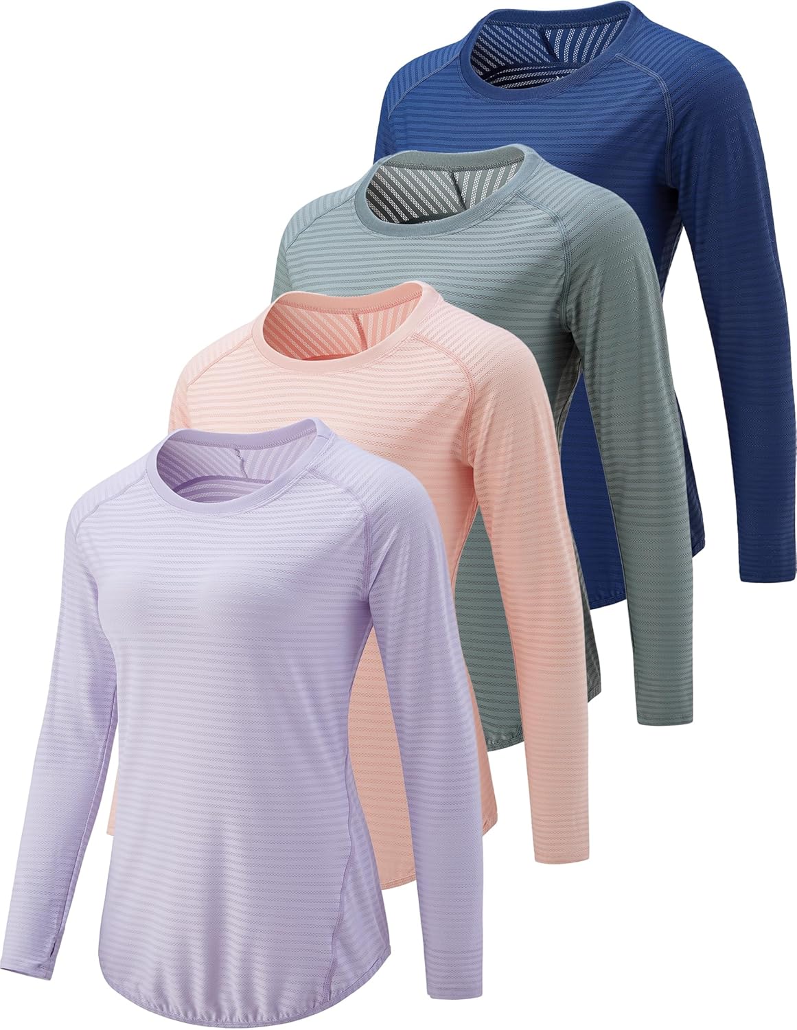 Womens Long Sleeve Athletic Tops with Thumb Holes for Comfort