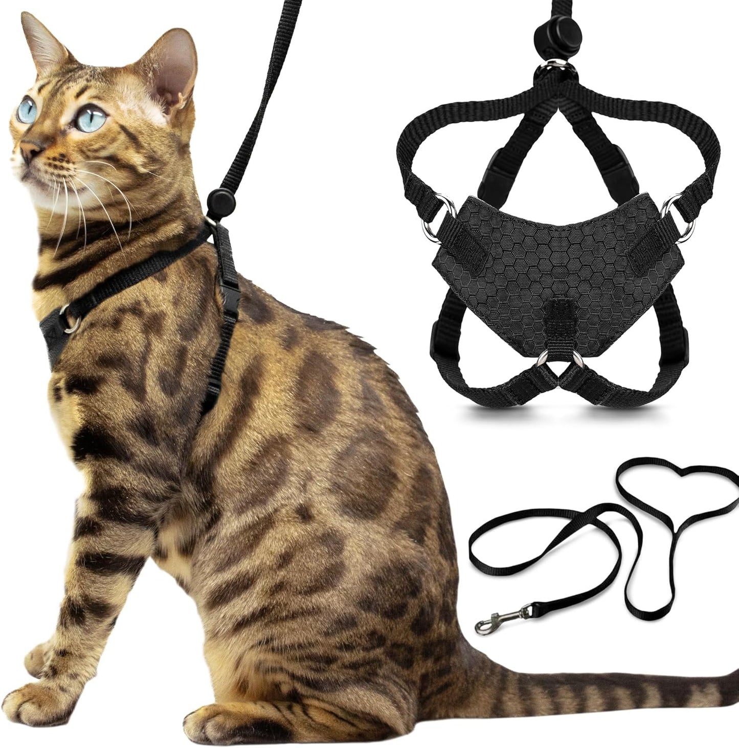 Houdini Escape Proof Cat Harness and Leash Set for Safe Walks