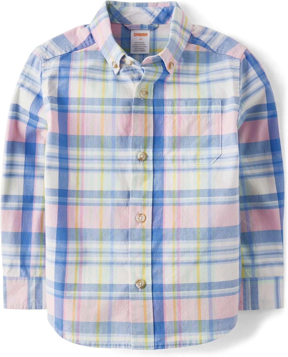 Gymboree Boys' Long Sleeve Plaid Button Up Shirt for Spring Fun