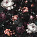 Dark Floral Peel and Stick Wallpaper - Vintage Black Rose Design