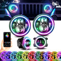 YEEGO DIRECT 7 in LED Headlight RGB Halo for Wrangler - App Control