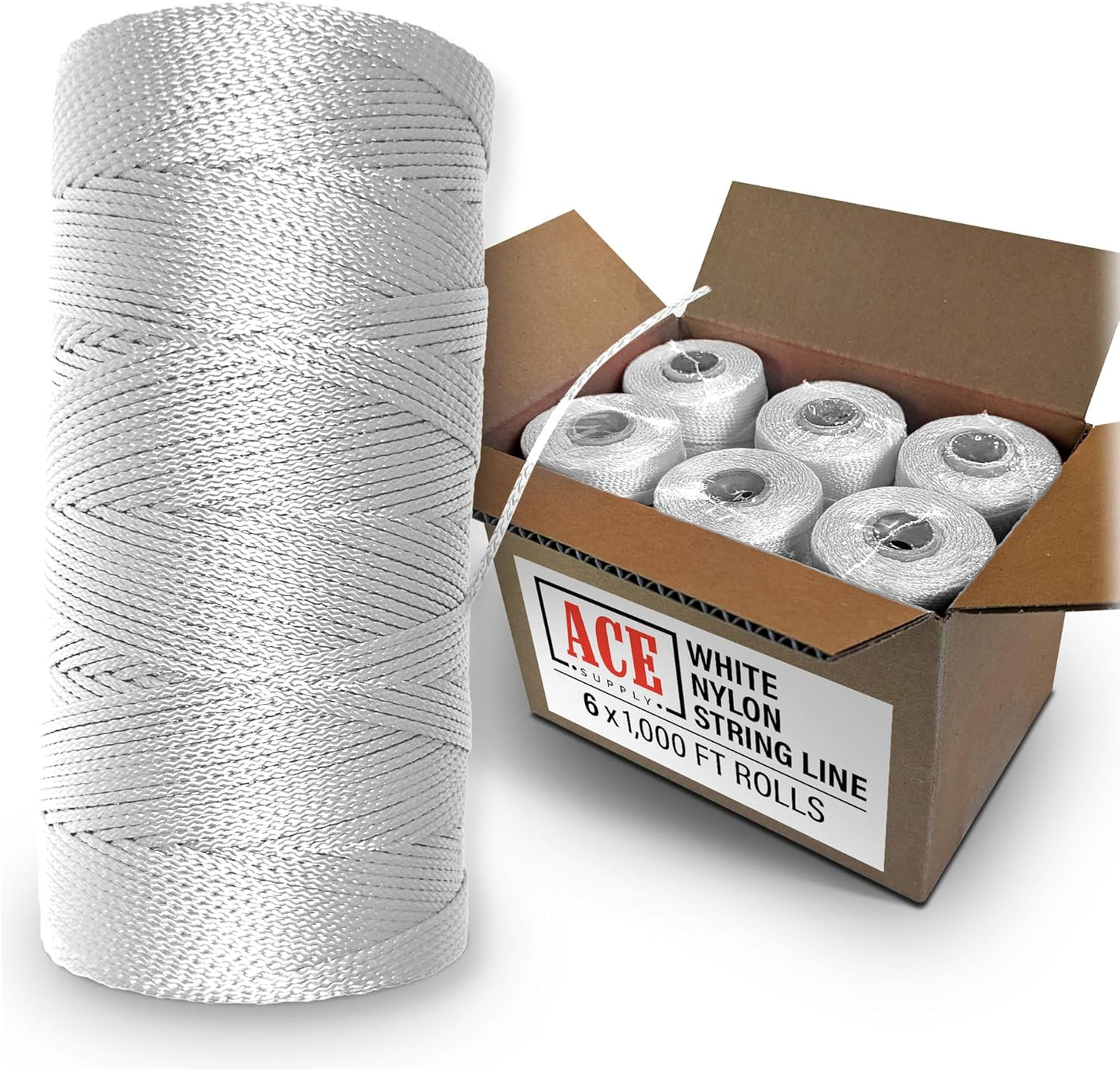 White Mason Line String - Durable Braided Nylon Twine for Gardening
