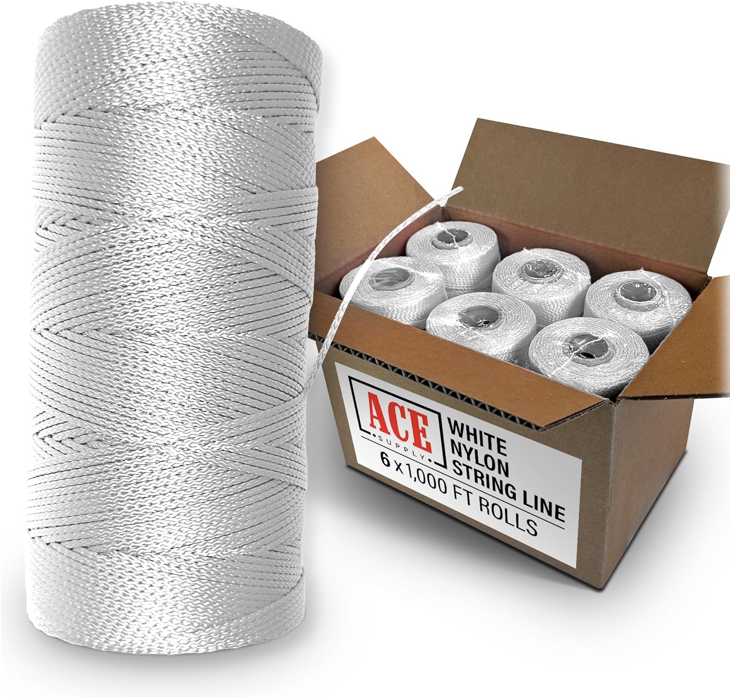 White Mason Line String - Durable Braided Nylon Twine for Gardening