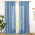 YoungsTex Denim Blue Linen Semi Sheer Curtains for Home Decor