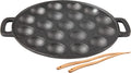 Aebleskiver Pan 19 Hole Cast Iron - Even Heat, Silicone Handle