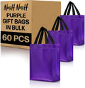 Shiny Purple Gift Bags Bulk Medium Size 60-Pack - Reusable