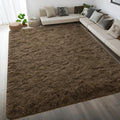 Fluffy Taupe Red Rugs for Bedroom Living Room - Soft 6x9 Plush