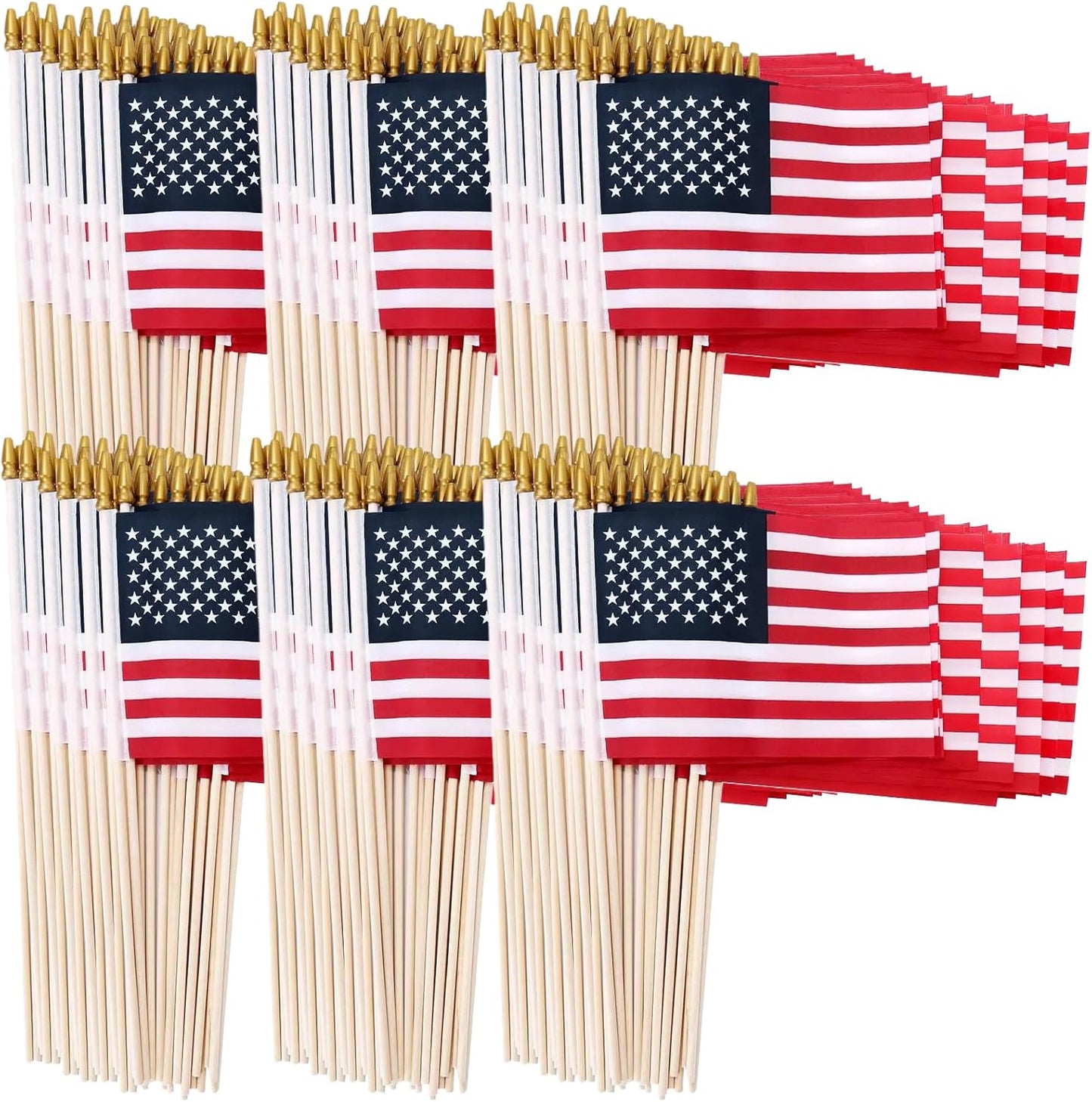 500 Pack Small American Flags on Stick for Celebrations