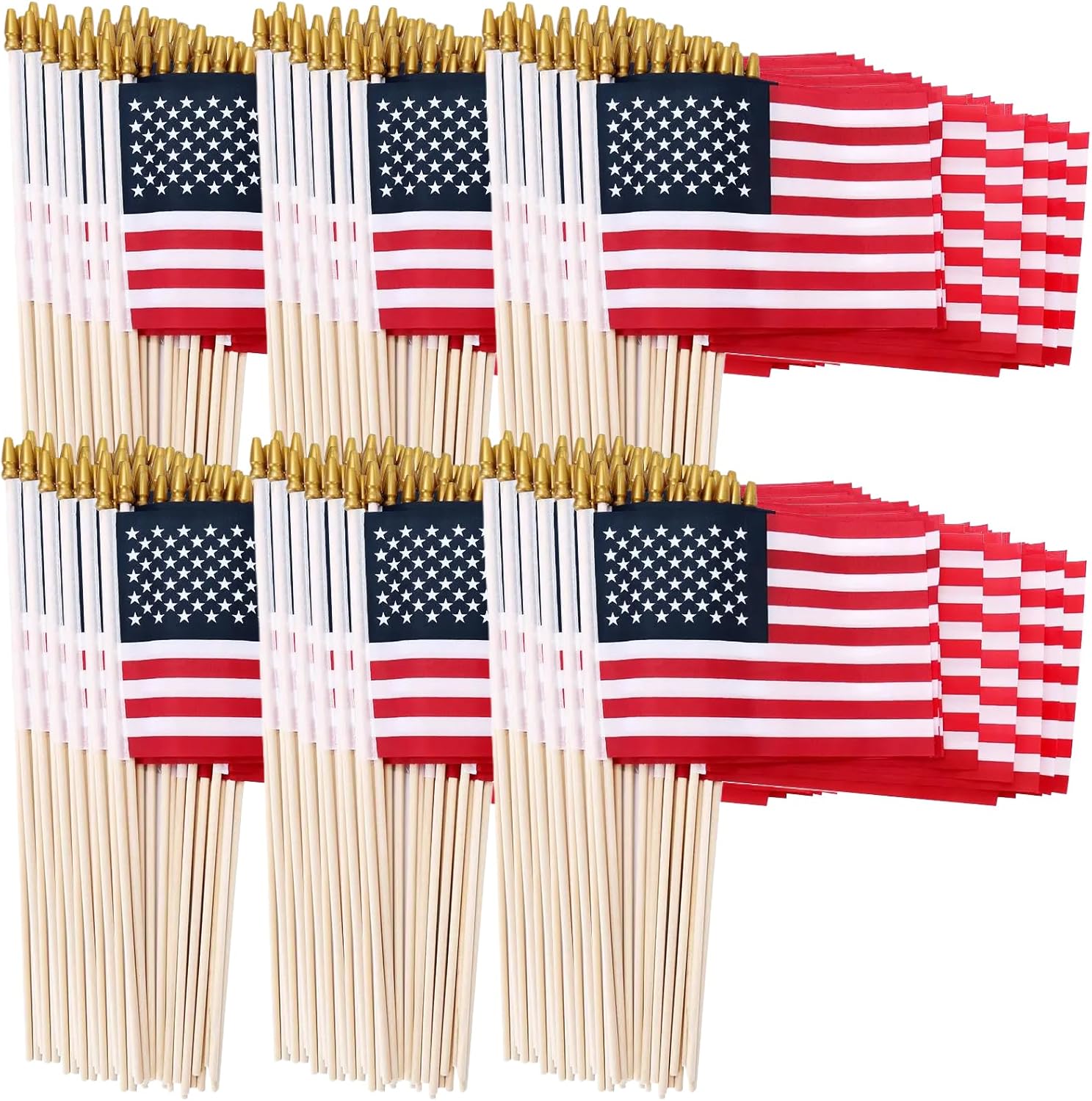 500 Pack Small American Flags on Stick for Celebrations