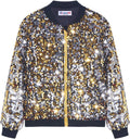 Girls' Ombre Sequin Bomber Jacket with Pockets (Style 7X8T)
