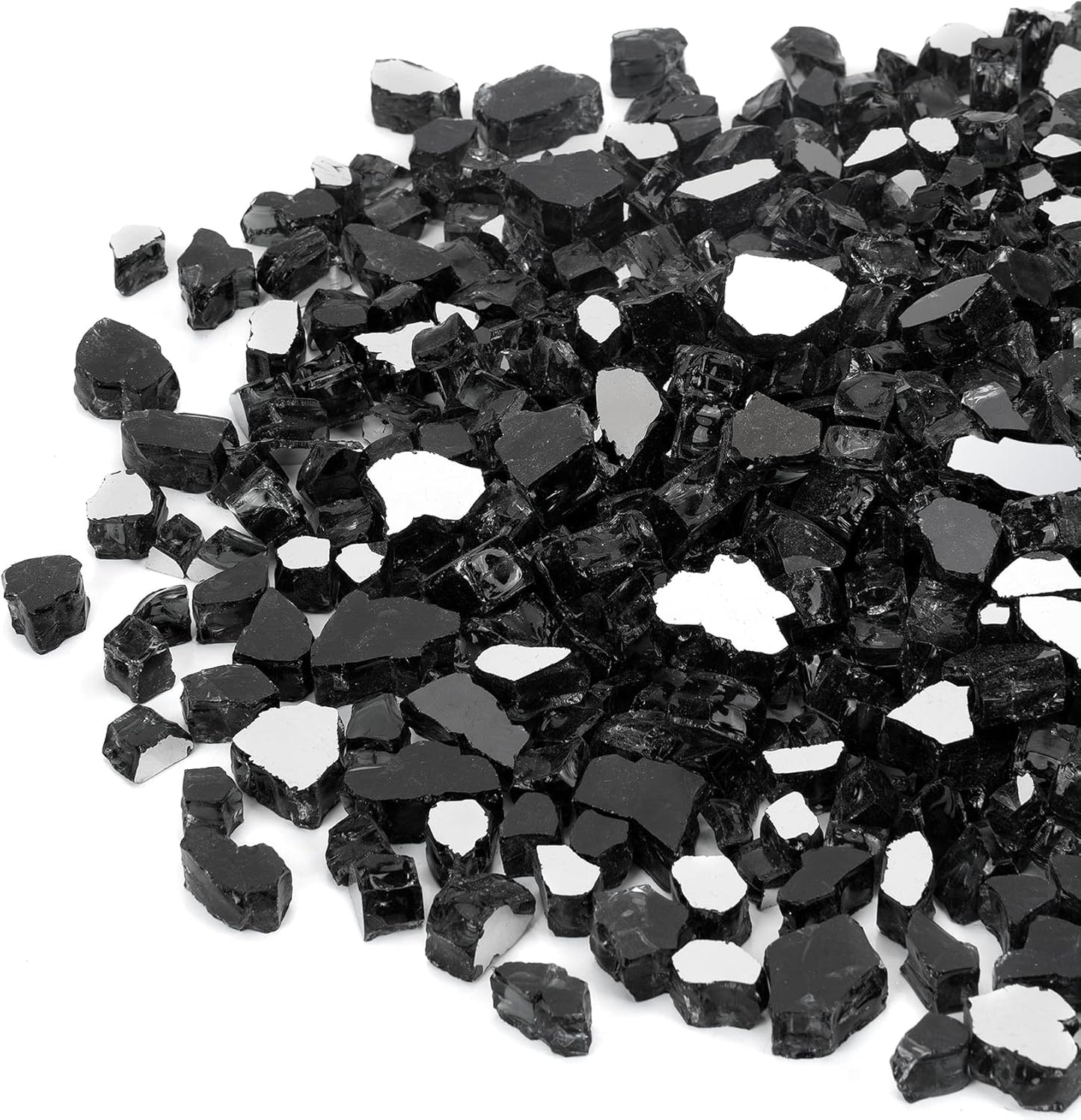 20 Pounds Black Reflective Fire Glass for Fire Pit and Fireplace