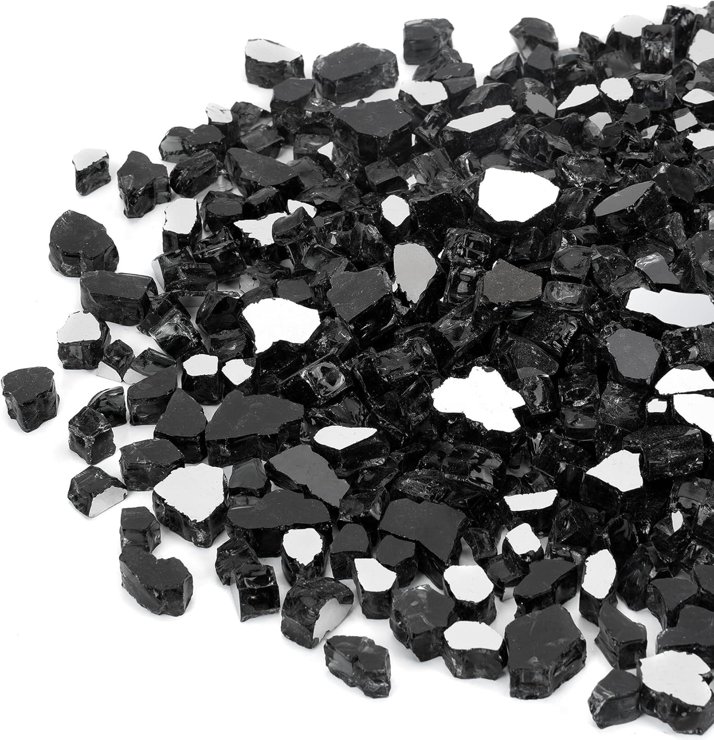 20 Pounds Black Reflective Fire Glass for Fire Pit and Fireplace