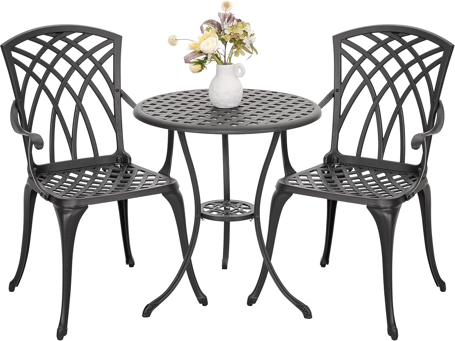 NUU GARDEN Bistro Set 3 Piece Outdoor All Weather Cast Aluminum