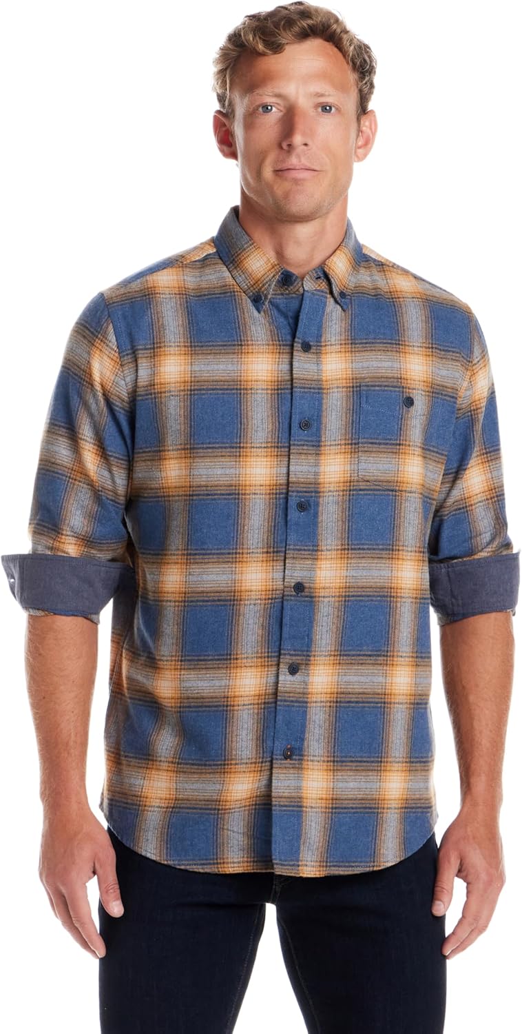 Weatherproof Vintage Mens Casual Soft Brushed Plaid Shirt