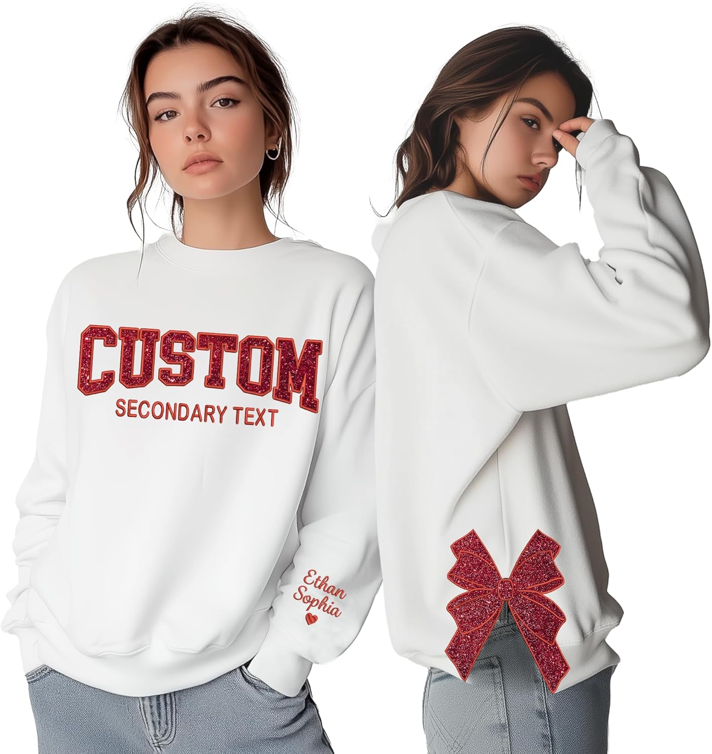 Sparkly Custom Embroidered Christmas Sweatshirt