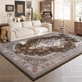 HOMORE Area Rug 4x6 Brown Faux Wool Rug - Soft, Washable Accent