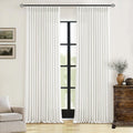 Beige White Pinch Pleated Linen Curtains 40x100 - Thick Semi Sheer