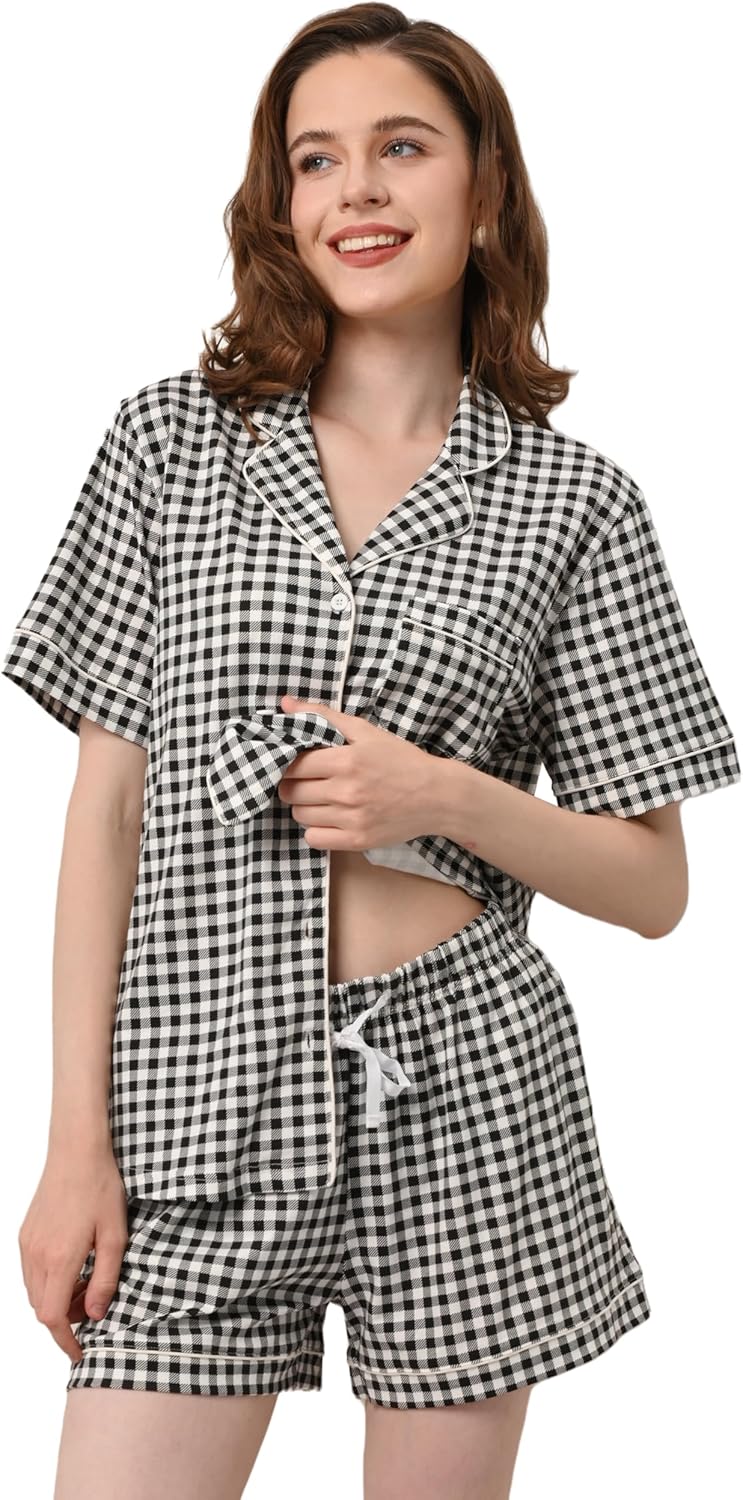 100% Cotton Pajamas for Women - Soft Sleepwear Sets with Pockets