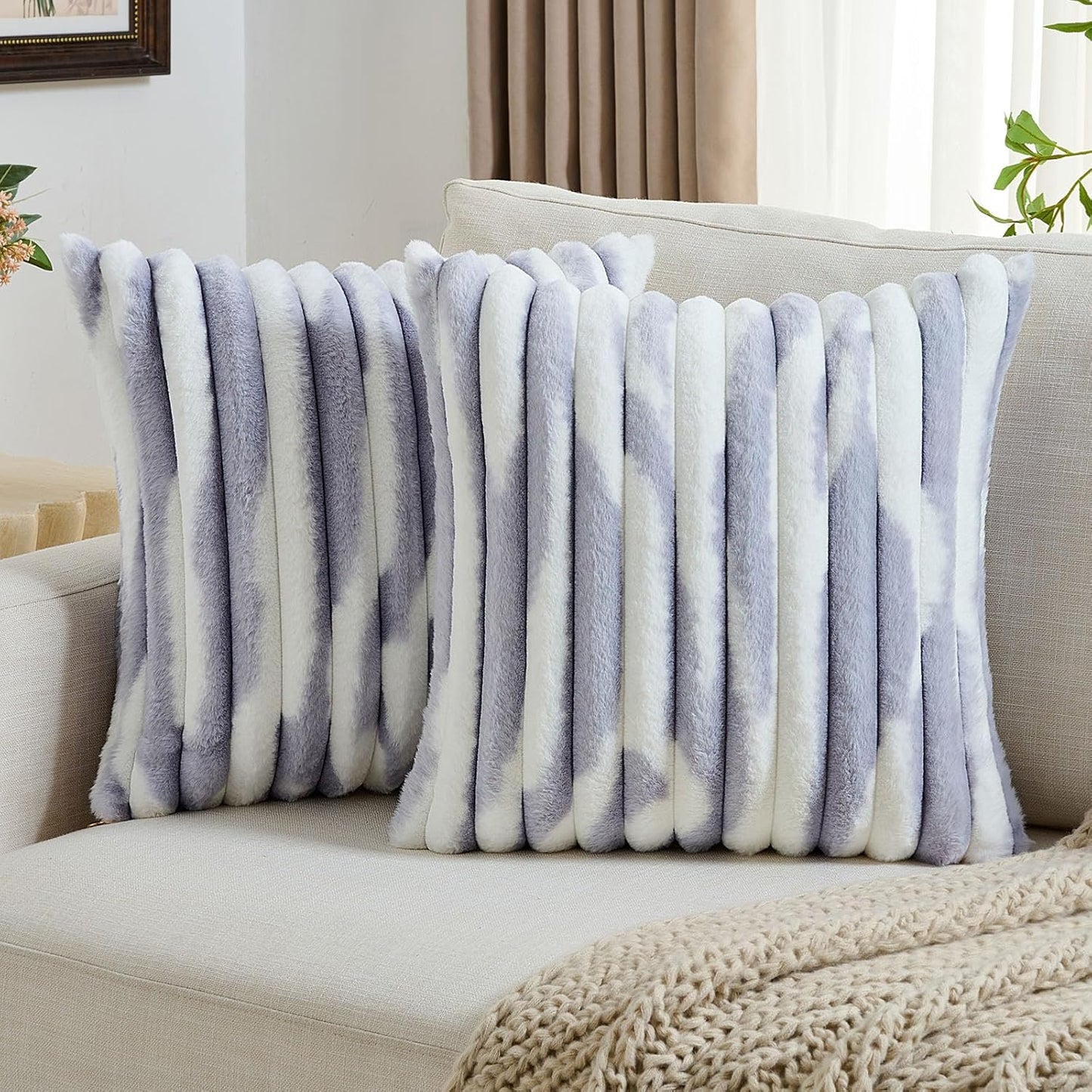 FUTEI Light Purple Decorative Throw Pillow Covers for Modern Decor