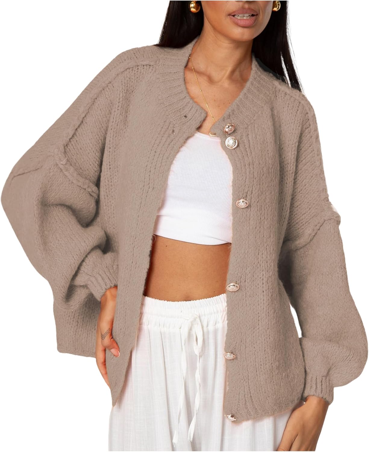 SeekMe Womens Cardigan Sweaters Lightweight Long Sleeve Style