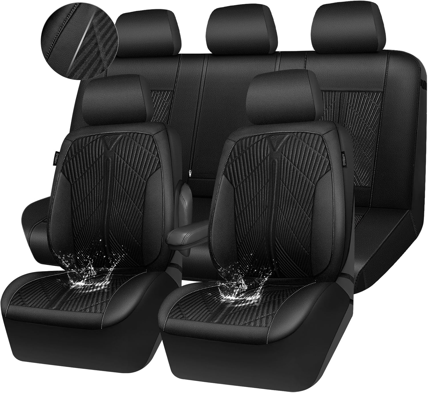 CAR PASS Leather Oxford Car Seat Covers Full Set for SUVs and More