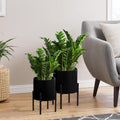 ARNIS Modern Plant Pots Set of 2 Planters with Stand - Mid-Century