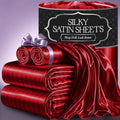 DECOLURE Satin Bed Sheets King Size - Silky Striped Luxury Set