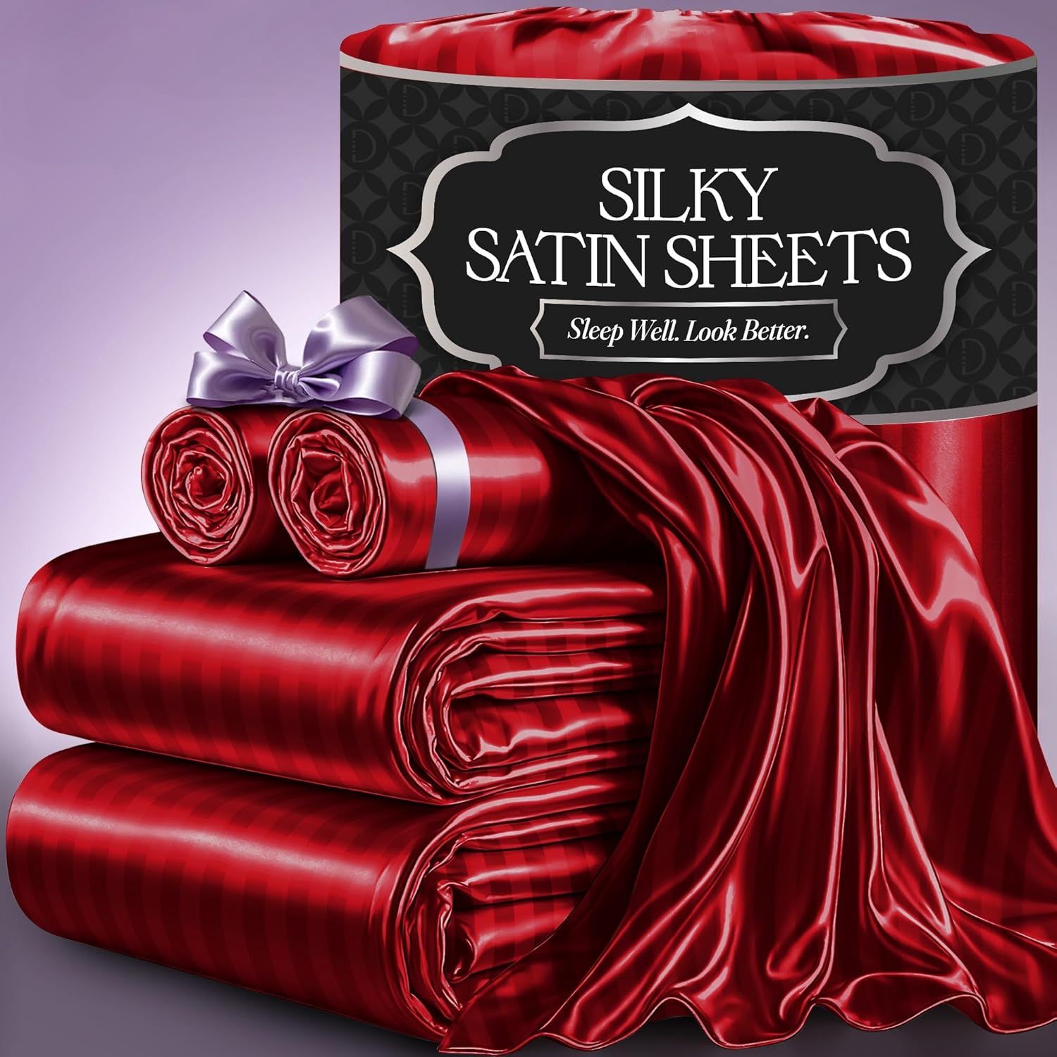 DECOLURE Satin Bed Sheets - Luxury Silky King Size Set