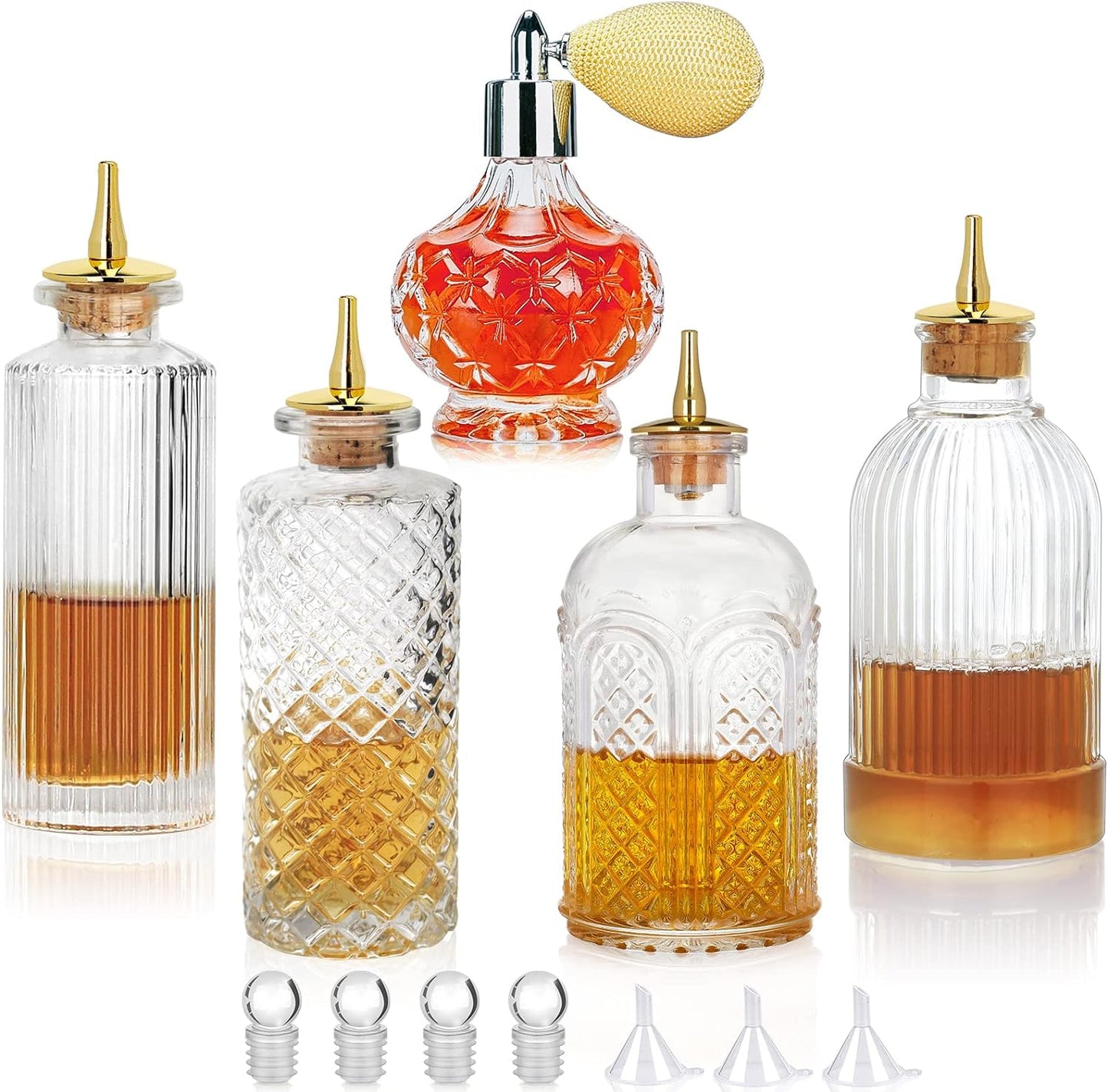 Gold Plated Bitters Bottle Set - Cocktail Charm!