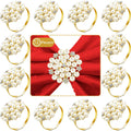 Hotop 100 Pcs Gold Napkin Rings with Pearls for Elegant Decor