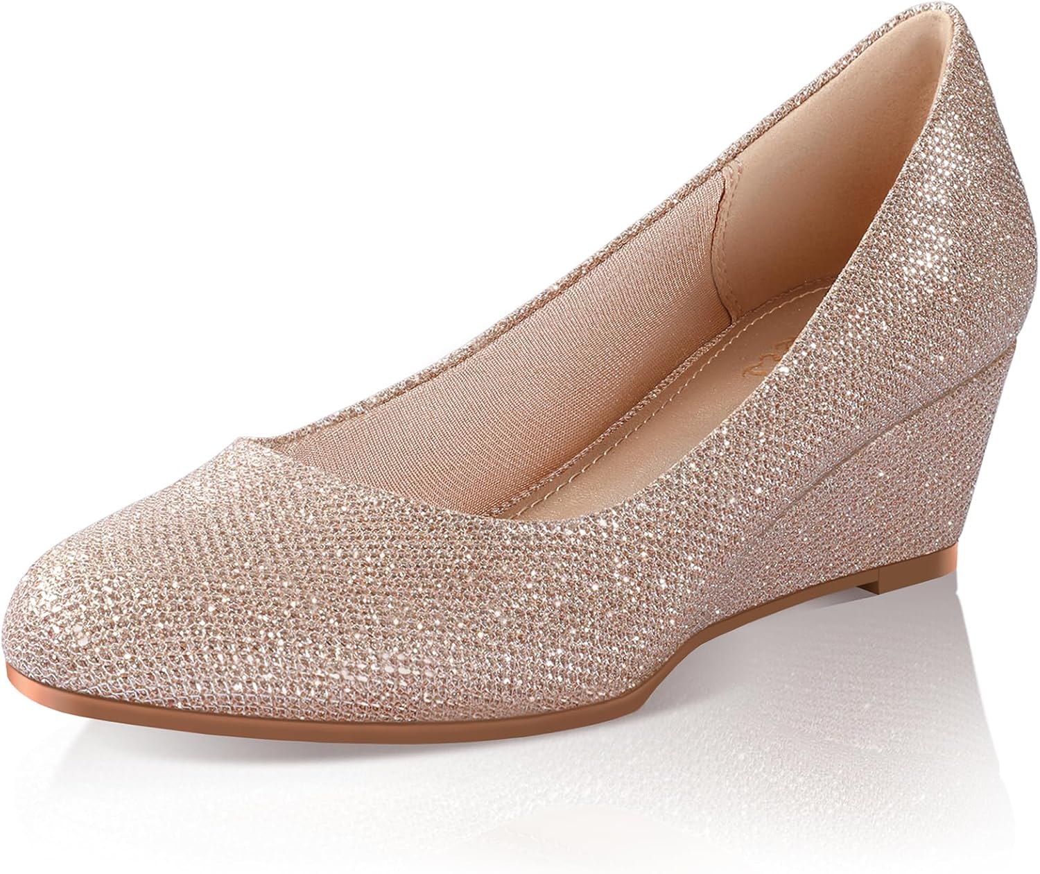 Ankis Black Nude Silver Gold Wedges for Women - 2 Inch Comfort
