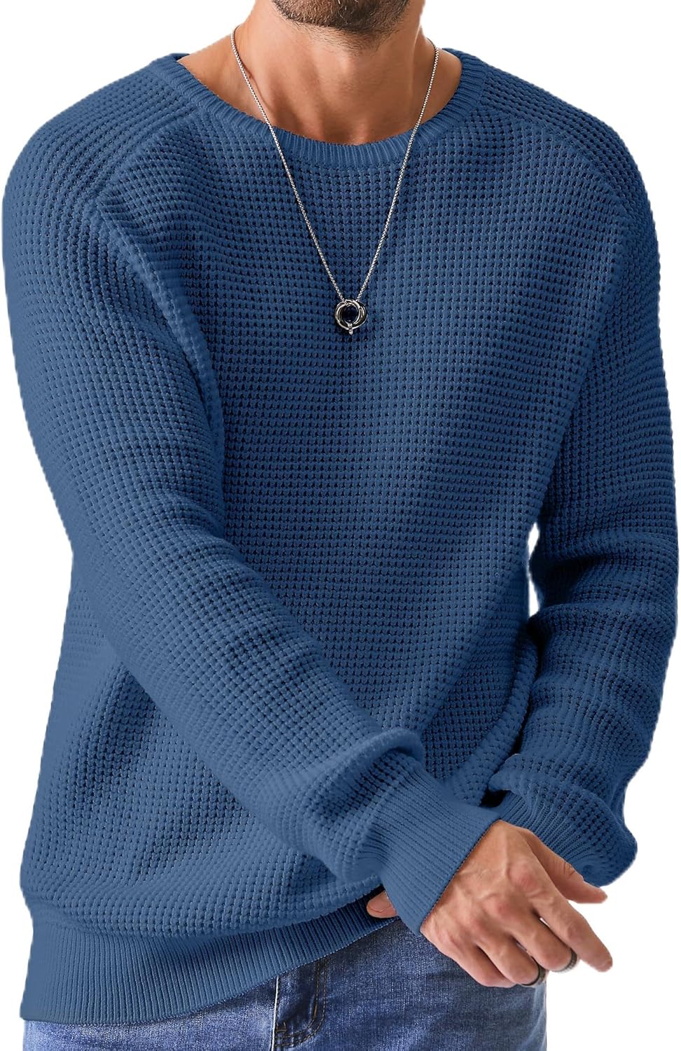 JMIERR Men's Crewneck Pullover Sweater for Casual Style