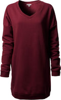 Women's Oversized V-Neck Fleece Pullover Tunic - Cozy Fall Staple