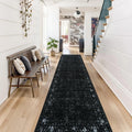 Vintage Black Rug Runners for Hallways Non Slip, 2.6x10 Washable