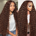 Chocolate Brown 13x6 Lace Front Wigs Human Hair 200 Density Deep Wave
